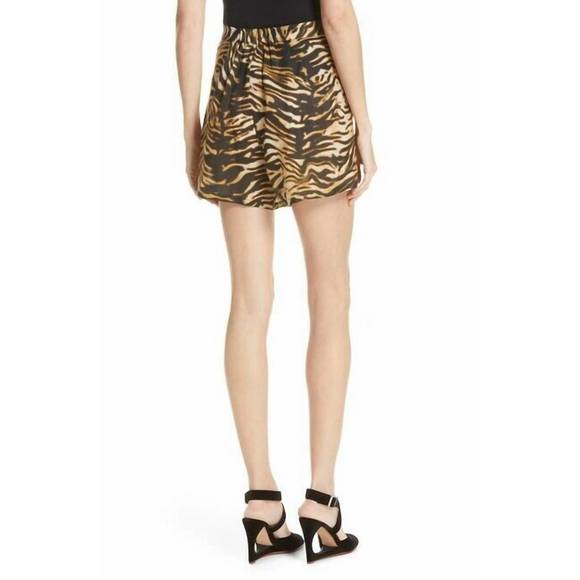 NEW RACHEL COMEY sycamore tiger print high rise linen shorts in multicolor - Picture 3 of 4